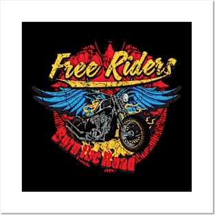 Free Riders Grunge Motorcycle Posters and Art